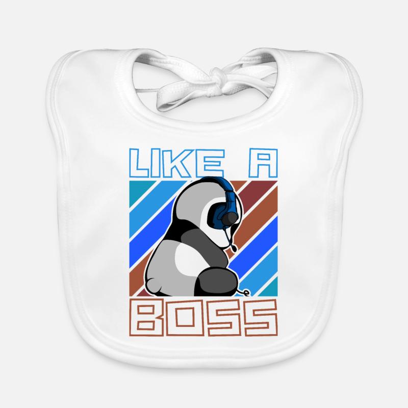 Like a Boss - Gaming Panda Bear Gambler Saying Organic Baby Bibs