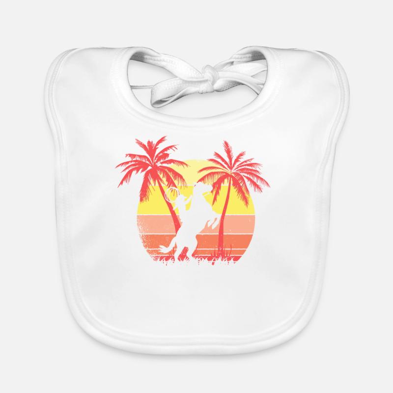 Horse Summer Sunset 80s Palm Organic Baby Bibs