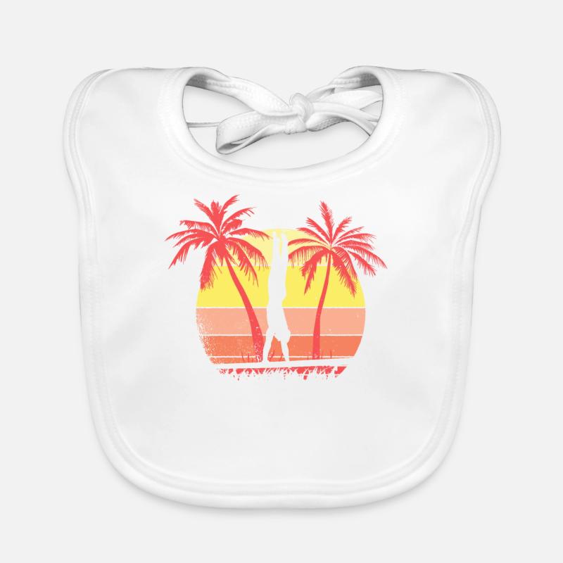 Gymnast Parallel Bar Summer Sunset 80s Palm Organic Baby Bibs