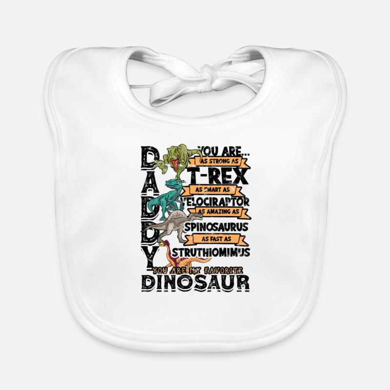 Papa Tu es aussi fort que Trex aussi intelligent que - Bavoir bio Bébé - blanc