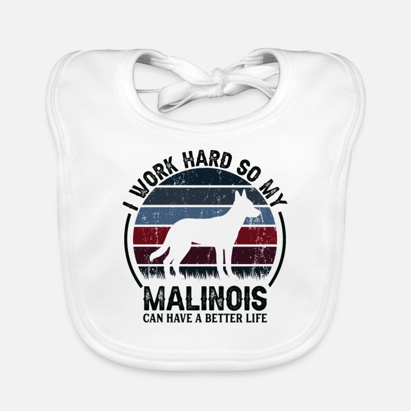 Hart Arbeiten - Retro Malinois Baby Bio-Lätzchen