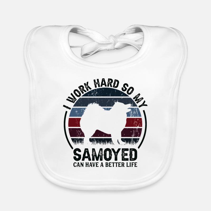 Hart Arbeiten - Retro Samoyed Baby Bio-Lätzchen