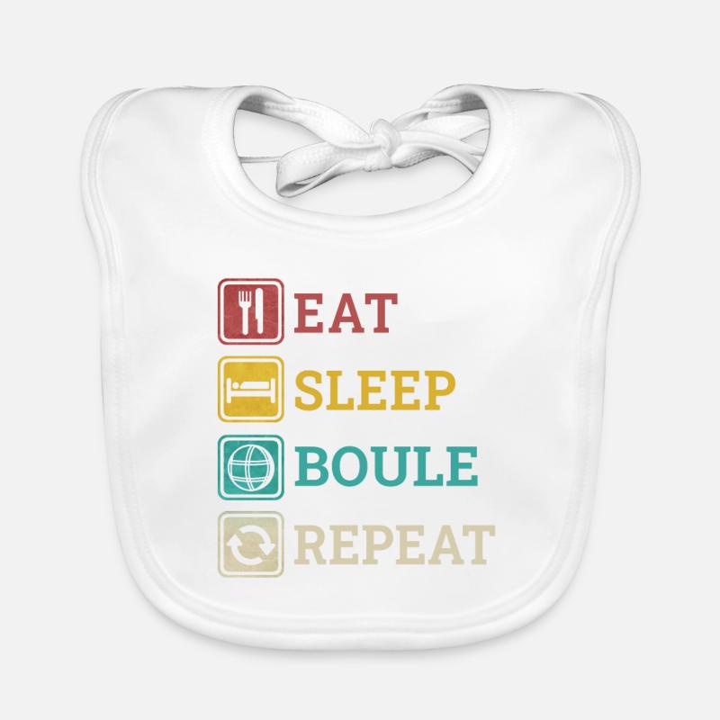 Eat Sleep Boule Repeat Boccia Sprüche Witze Baby Bio-Lätzchen