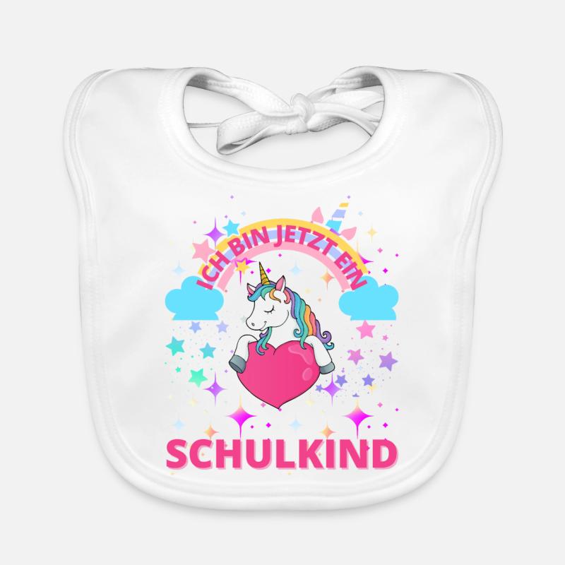 Ich bin jetzt ein Schulkind - Einhorn Baby Bio-Lätzchen