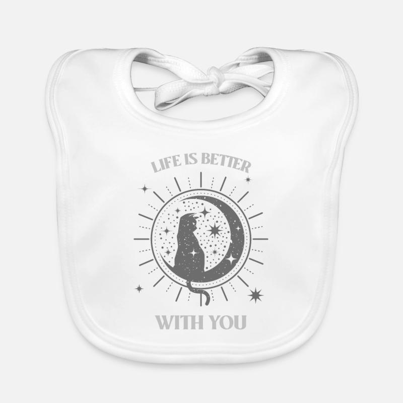 Chat dans la Lune (gris) Bavoir bio Bébé