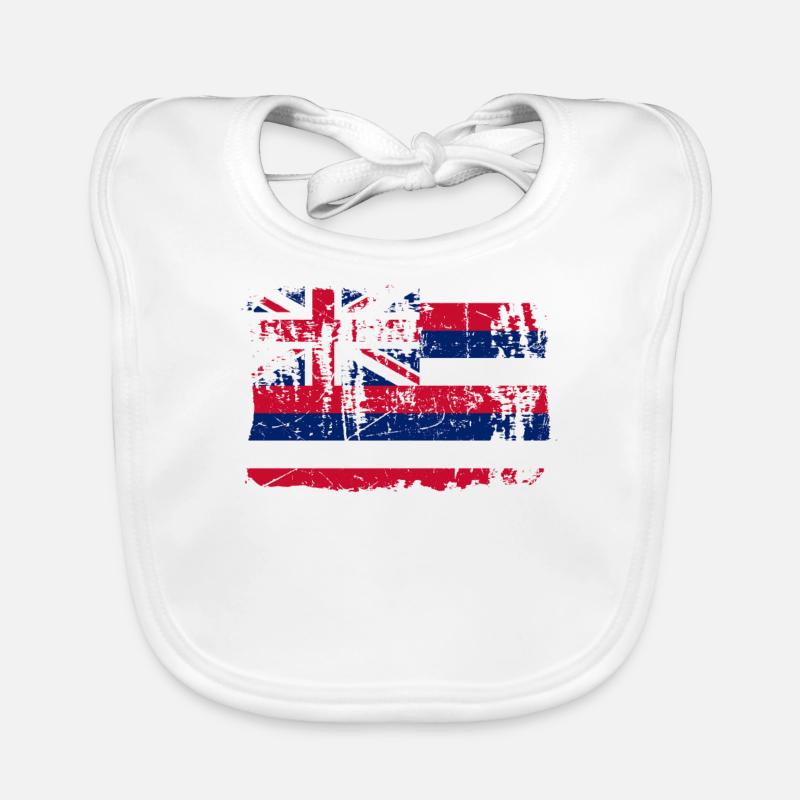Cadeau maison Hawaï - Bavoir bio Bébé - blanc
