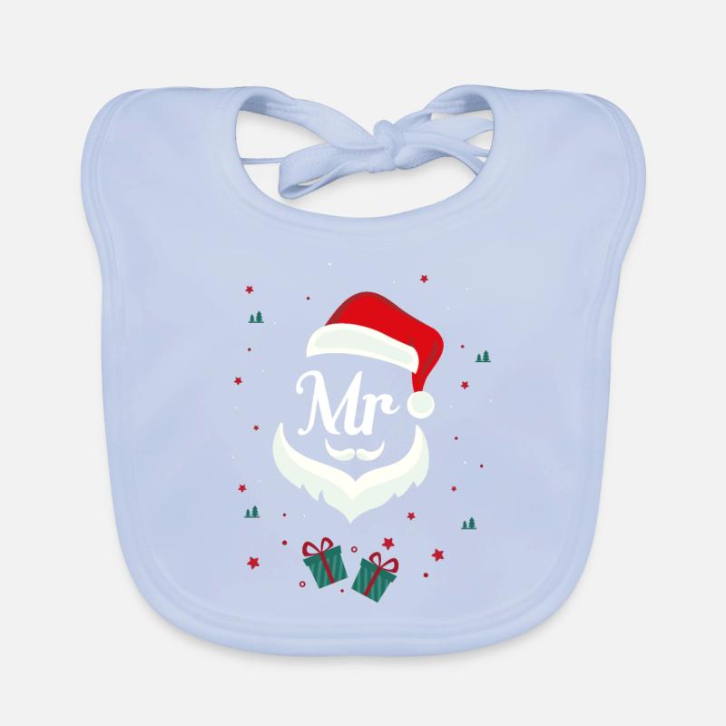 Mr and Mrs Santa Claus Pyjamas Matching Couples Organic Baby Bibs