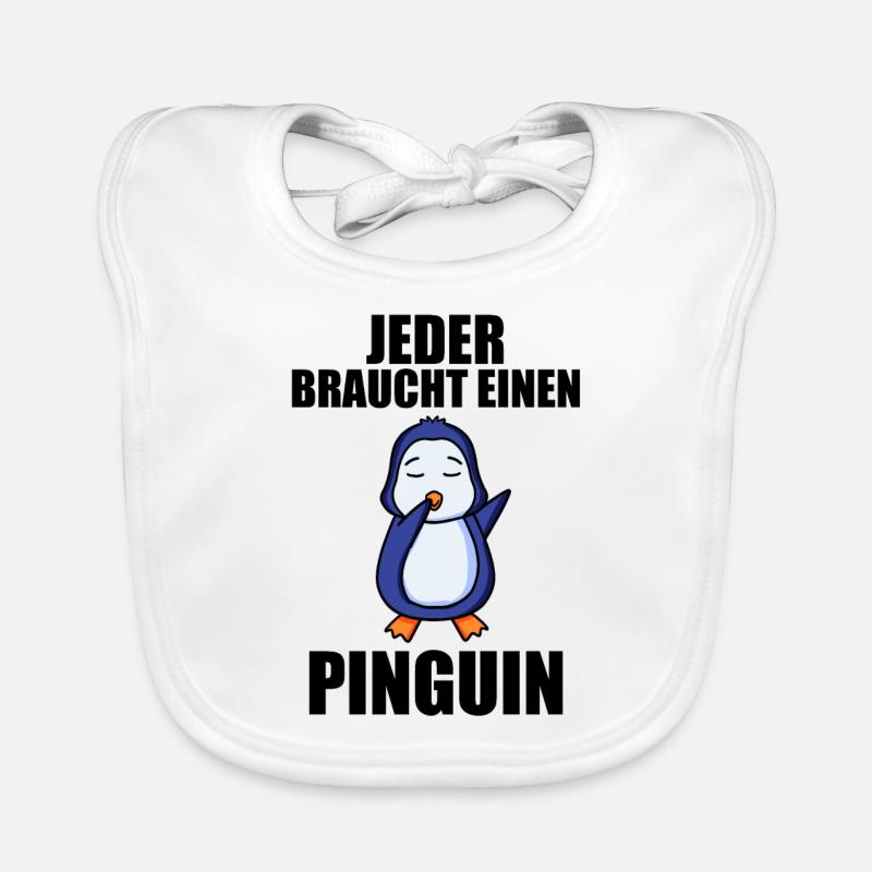 Pinguin Pinguine - Baby Bio-Lätzchen - Weiß