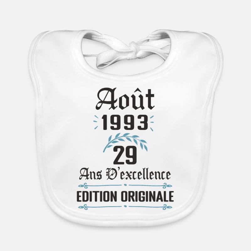29 ans anniversaire aout 1993 Bavoir bio Bébé