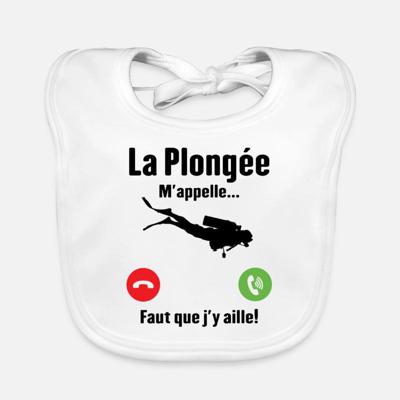 La plongée m'appelle cadeau humour plongeur - Bavoir bio Bébé - blanc
