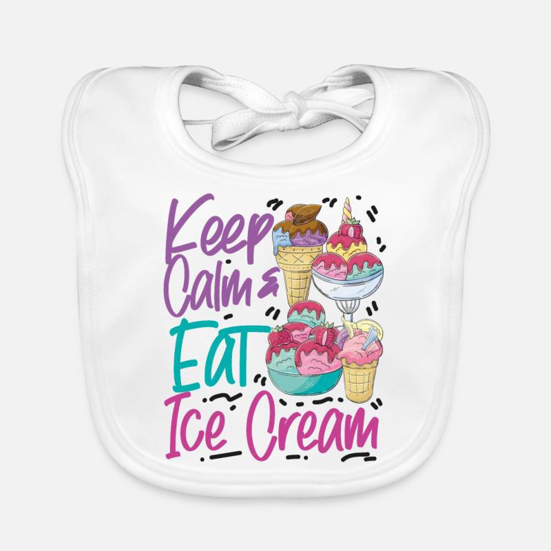 Cornet de crème glacée Restez calme et mangez de la glace Bavoir bio Bébé