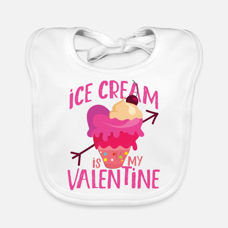 Crème glacée Valentines Day Coeur Bavoir bio Bébé
