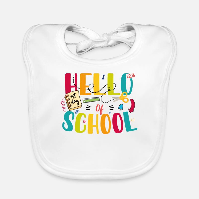 Hello First Day of School Organic Baby Bibs