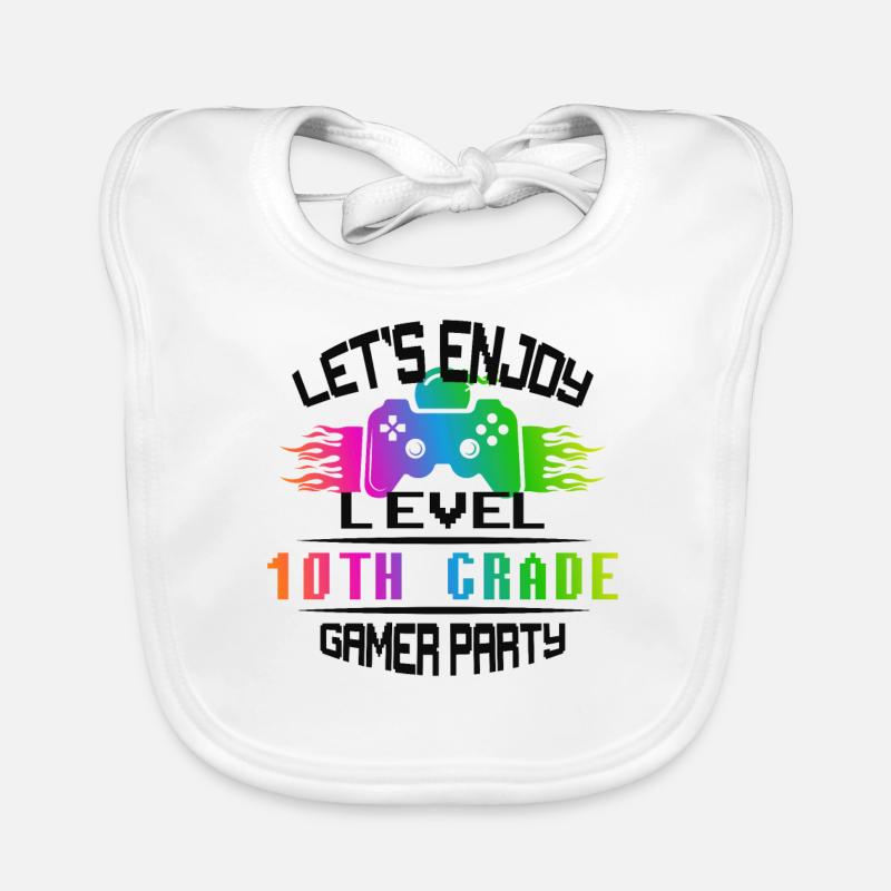 Level 10TH GRADE keep calm and game on Organic Baby Bibs