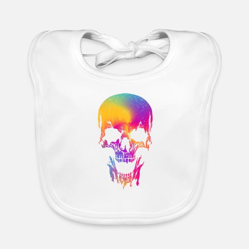 Bunter Totenkopf Halloween Skelett Regenbogen Baby Bio-Lätzchen