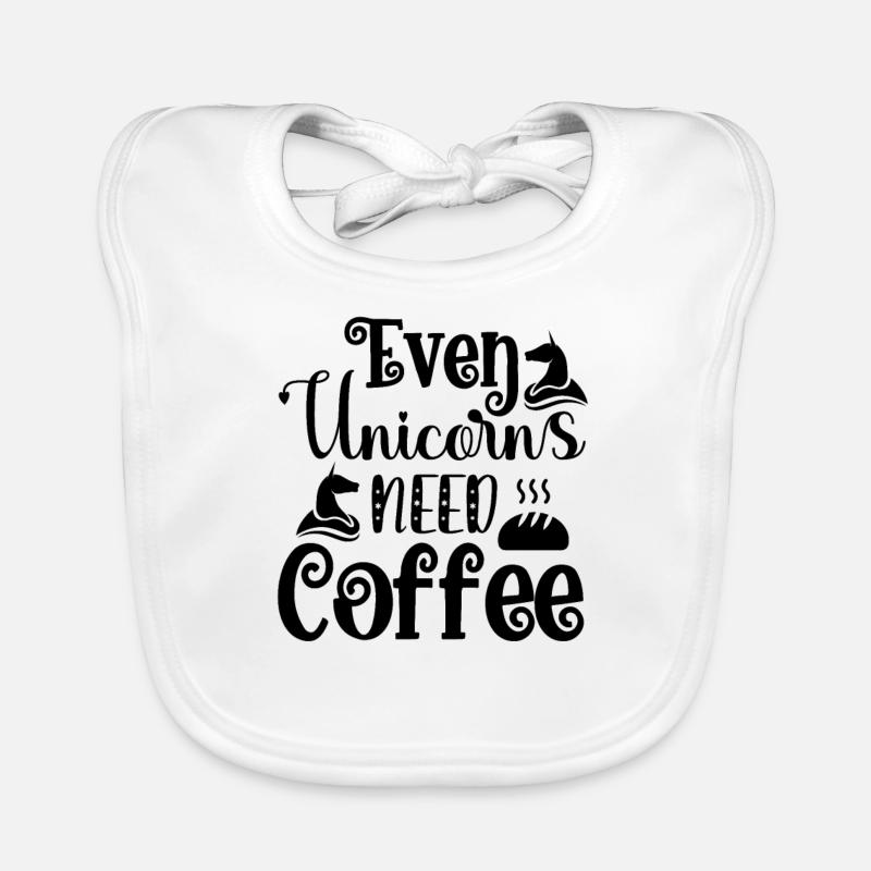 Sogar Einhörner brauchen Kaffee Unicorn Baby Bio-Lätzchen