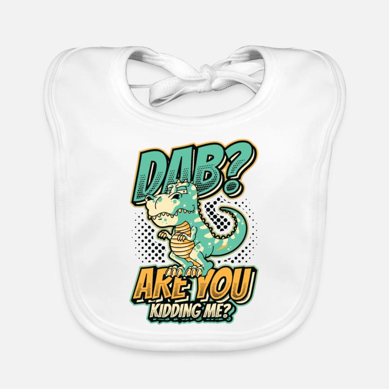 Trex, with too short an arm to dab. Organic Baby Bibs