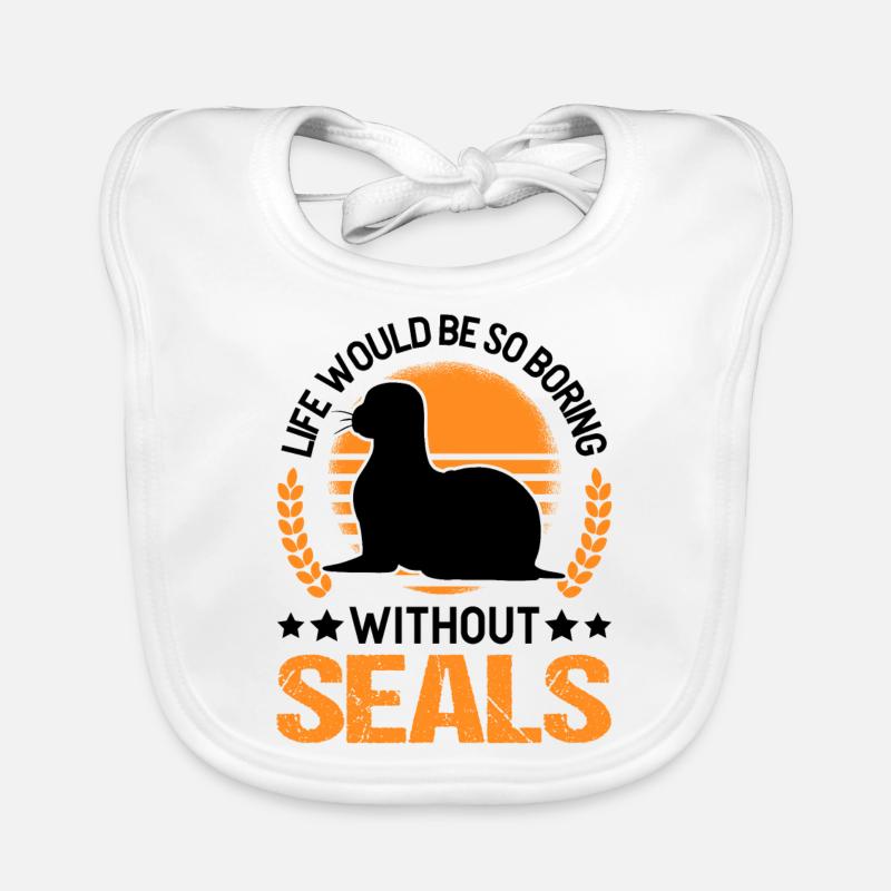 Robben Geschenk Sea Lion Seehund - Baby Bio-Lätzchen - Weiß
