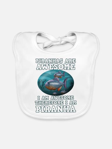 Piranha Geschenk - Baby Bio-Lätzchen - Weiß - Vorne