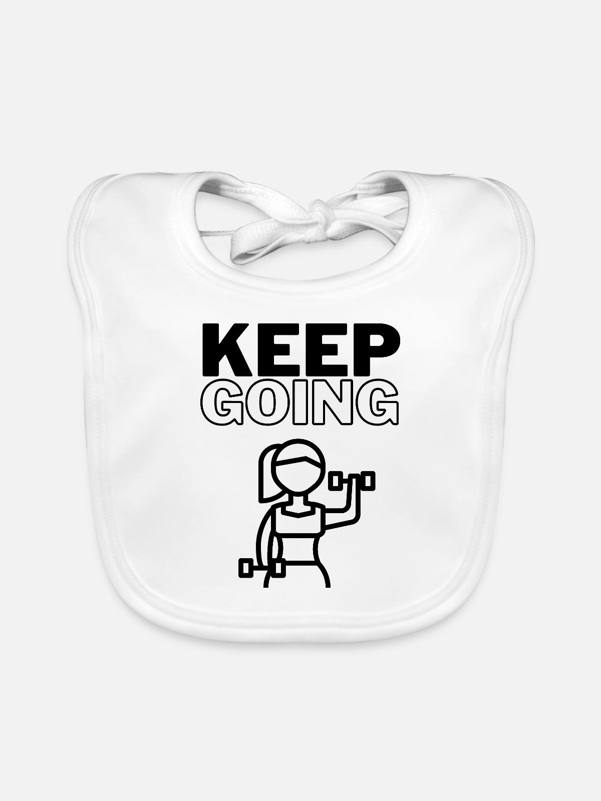 Keep Going - Baby Bio-Lätzchen - Weiß - Vorne