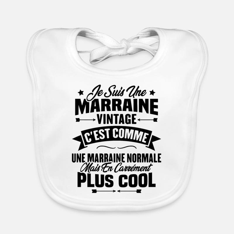 Je suis une marraine vintage - Bavoir bio Bébé - blanc