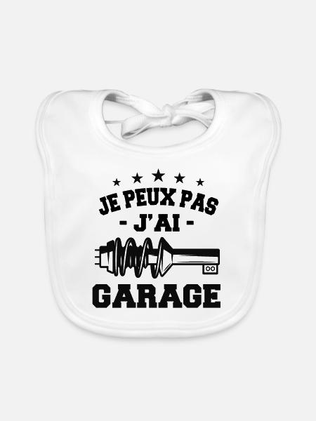 Je Peux Pas J'Ai Garage - Bavoir bio Bébé - blanc - Devant