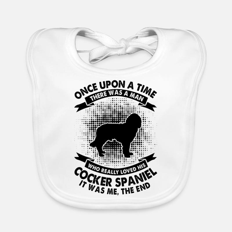 Once upon a time - Cocker Spaniel - Organic Baby Bibs - white