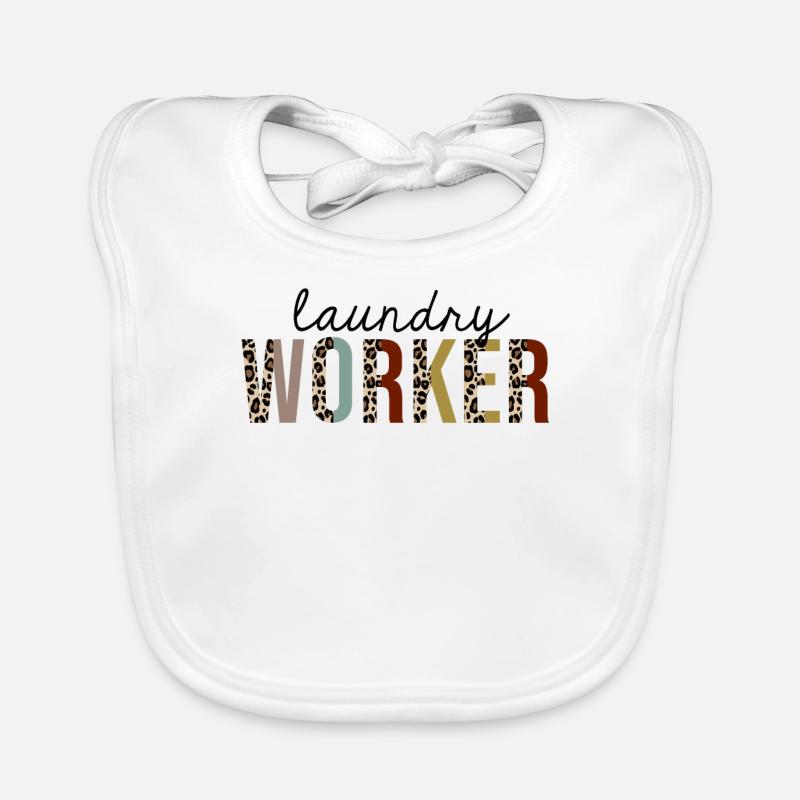 Laundry Worker Leopard Print Funny Organic Baby Bibs