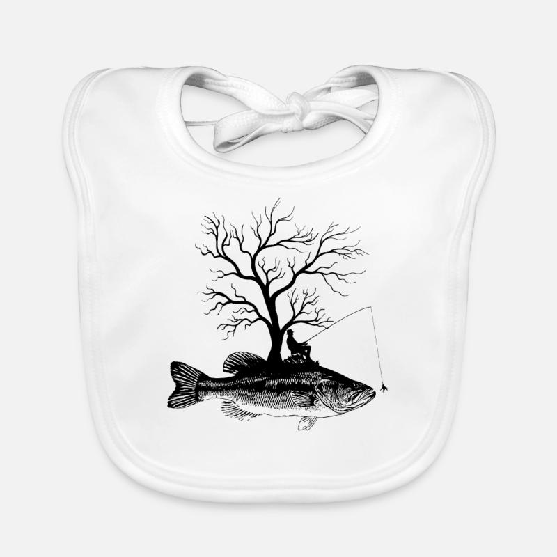 Grafischer Baum - Fisch Forellenbarsch Baby Bio-Lätzchen