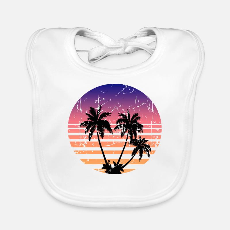 Palmen Retro Sonne Baby Bio-Lätzchen
