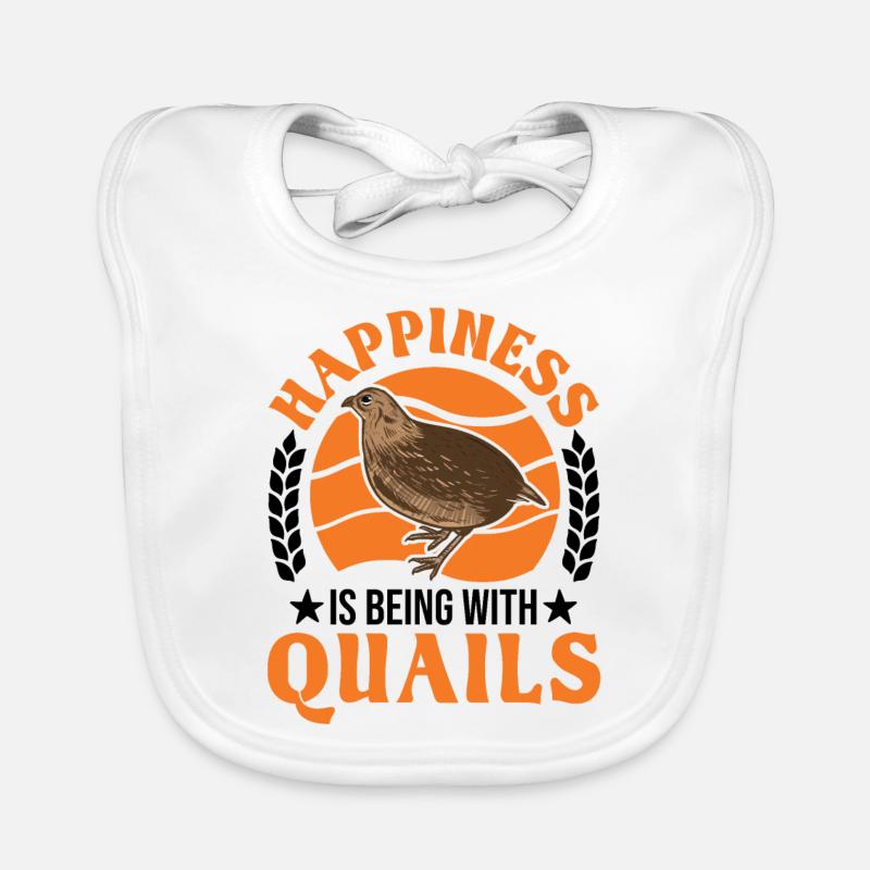 Happiness is being with Quails Wachtel Baby Bio-Lätzchen