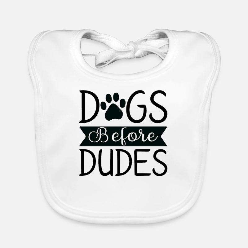 Chiens devant les gars - Bavoir bio Bébé - blanc