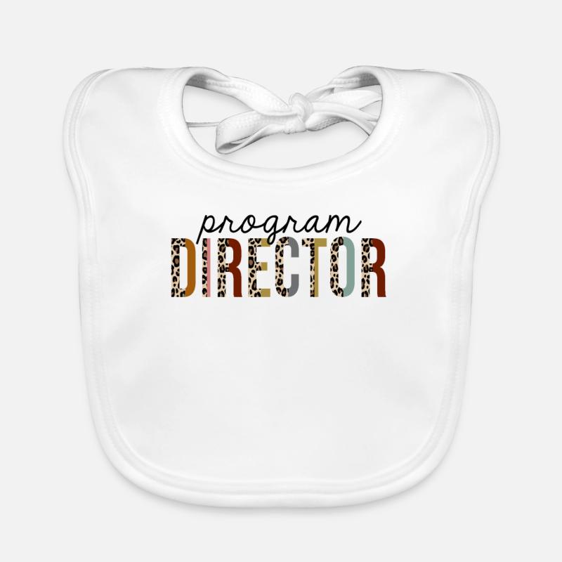 Program Director Leopard Print Funny Organic Baby Bibs