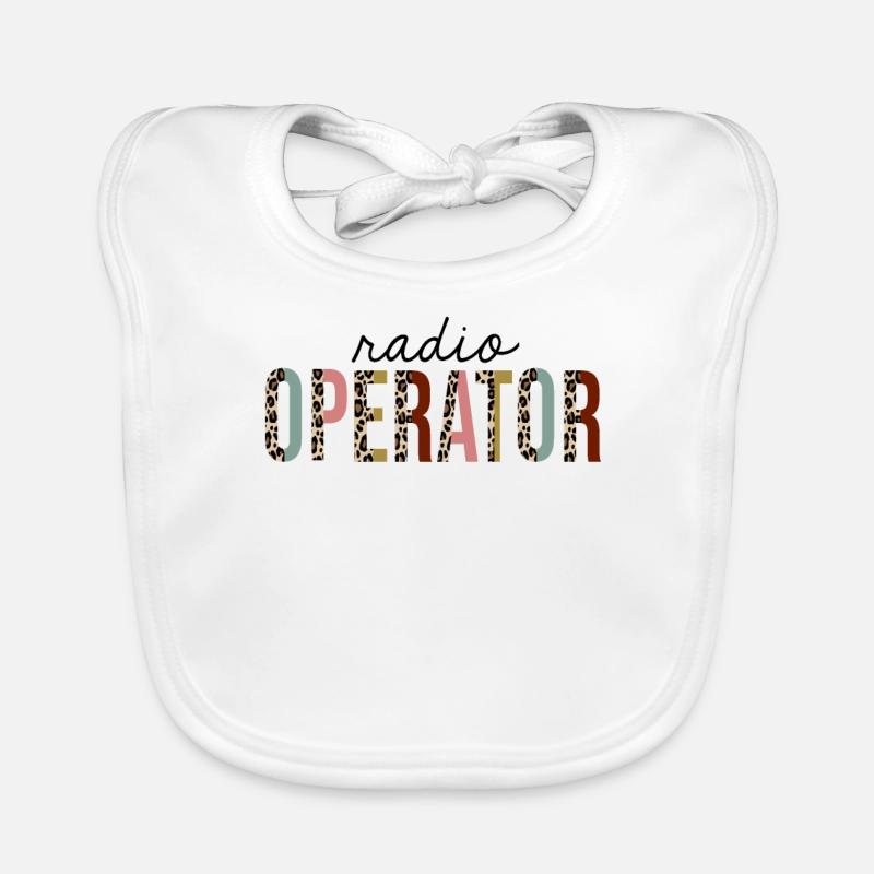 Radio Operator Leopard Print Funny Organic Baby Bibs