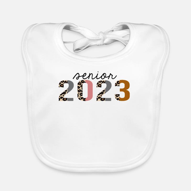 senior 2023 Leopard Print Funny Organic Baby Bibs
