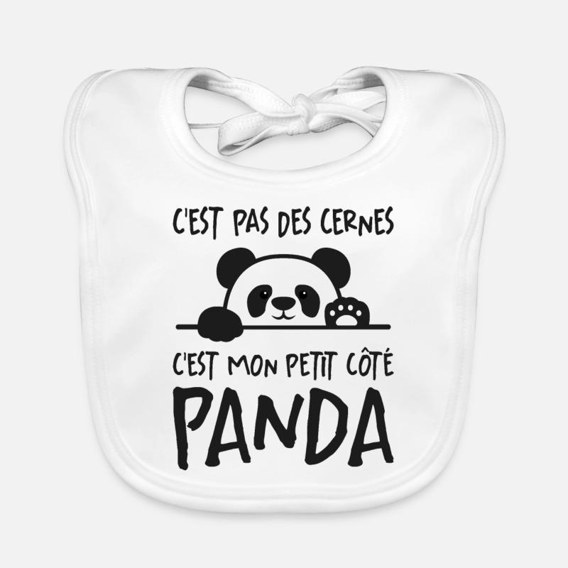 C'est Pas Des Cernes Citation Idée Cadeau Panda - Bavoir bio Bébé - blanc