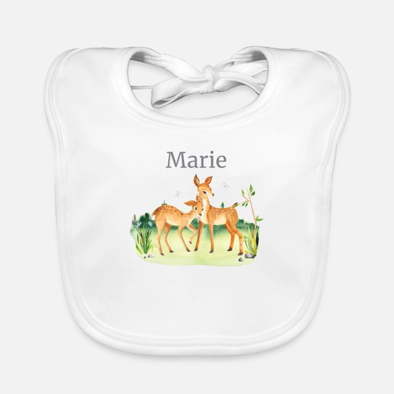 Forêt Animaux Cerf Fleurs Nom Marie Bavoir bio Bébé