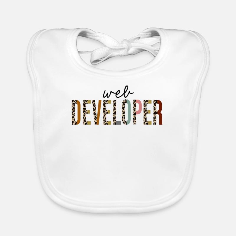 web developer Leopard Print Funny Organic Baby Bibs