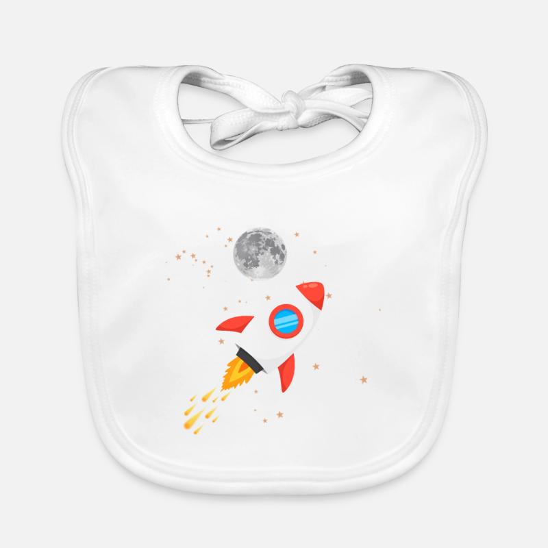 Rocket flies into space Baby clothes children Organic Baby Bibs
