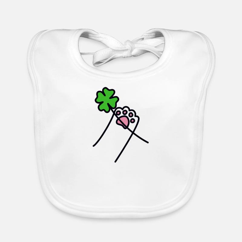 four-leaf clover petal cat paws gift Organic Baby Bibs