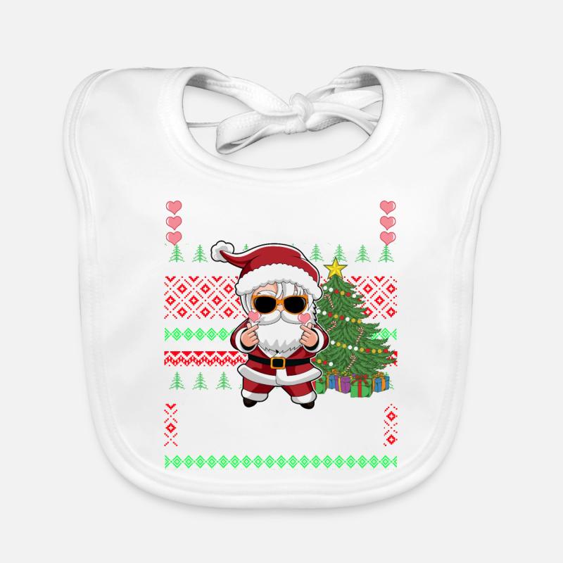 Pull de Noël laid design K-Pop Père Noël Bavoir bio Bébé