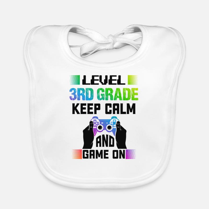 Level 3RD GRADE keep calm and game on Organic Baby Bibs
