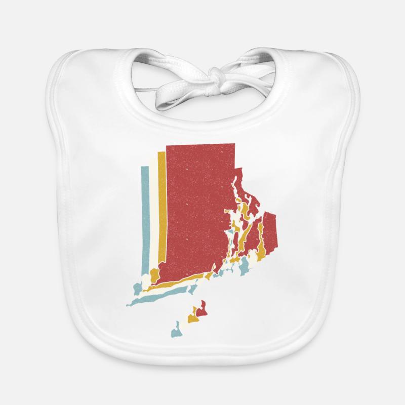 US State - Vintage Map Rhode Island Organic Baby Bibs