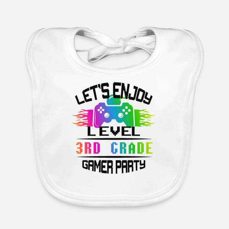 Level 3RD GRADE keep calm and game on Organic Baby Bibs