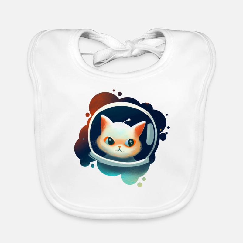 Cute Cat in Space Organic Baby Bibs