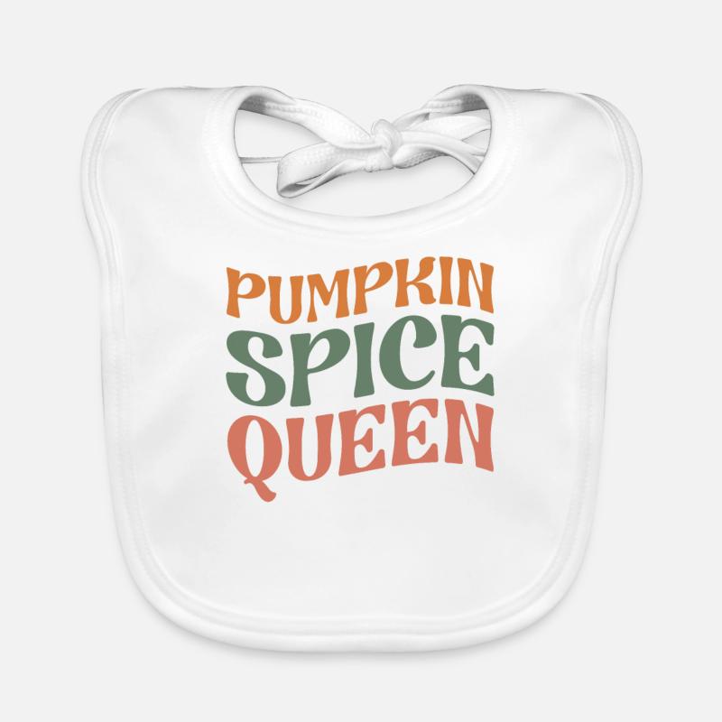 Pumpkin Spice Queen PSL Coffee Lover Retro Fall Organic Baby Bibs