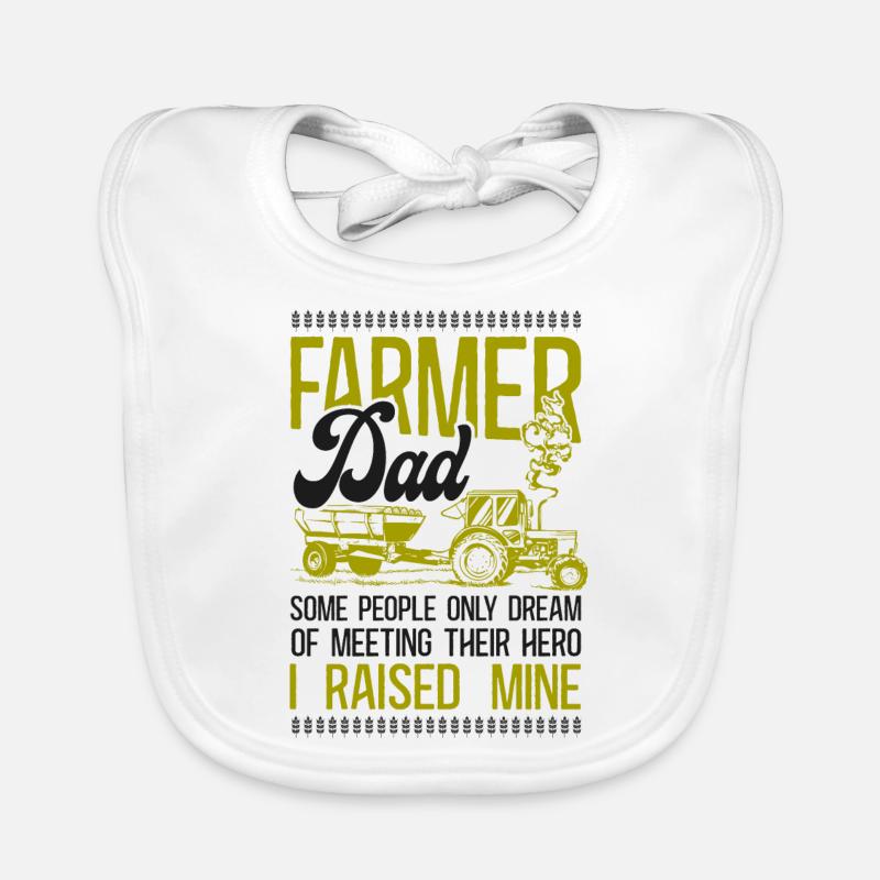 Farming Farmer Dad Father Tractor Organic Baby Bibs