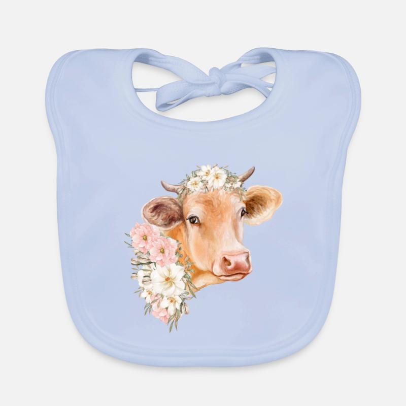 VACHE AVEC DES FLEURS Bavoir bio Bébé