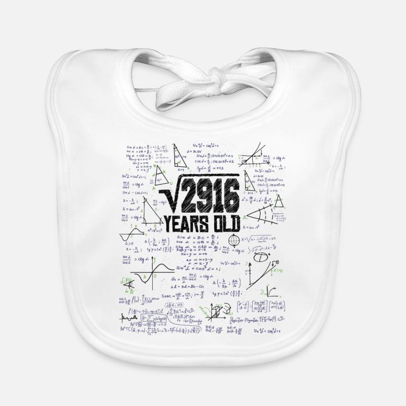 Square Root of 2916 Math Nerd 54th Birthday Organic Baby Bibs