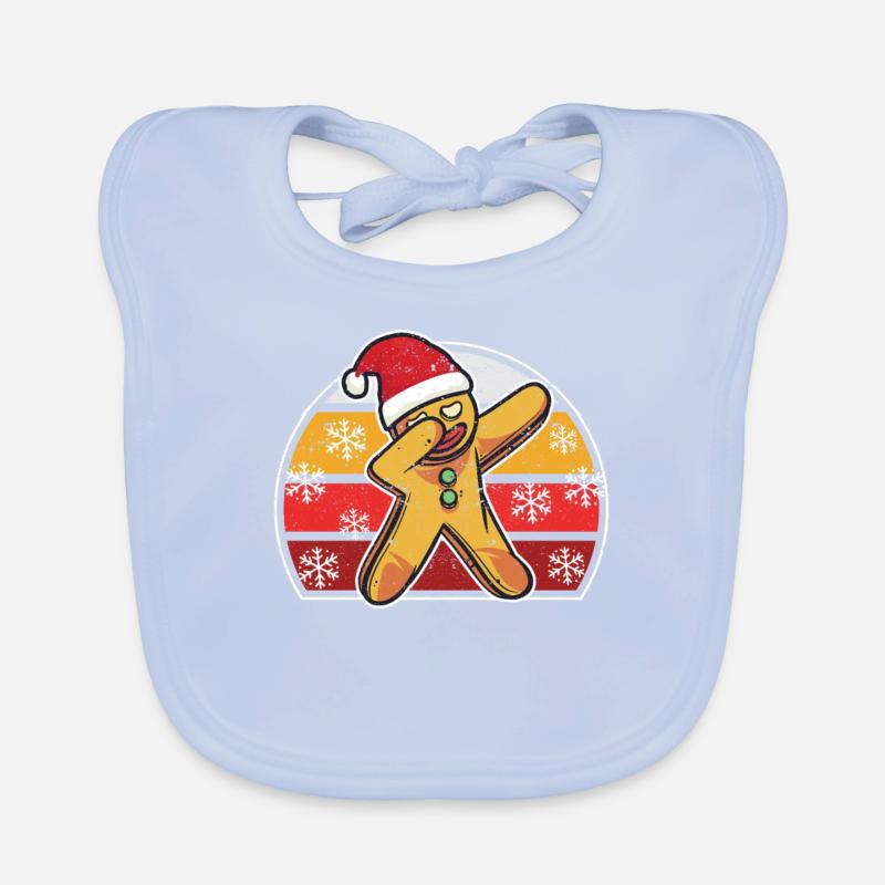 Dabs Gingerbread Man Christmas Bakery Team Xmas Organic Baby Bibs